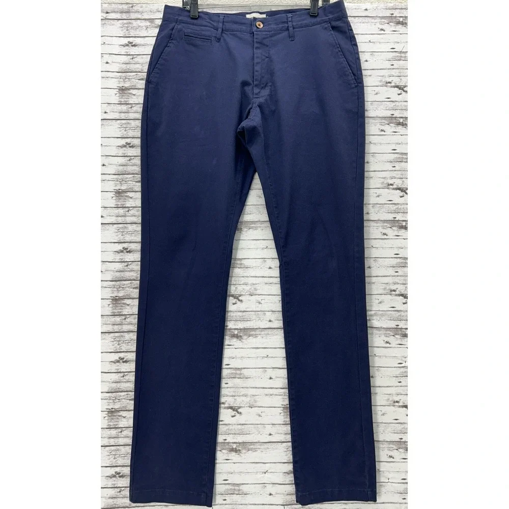 Taylor Stitch Slim Fit Pants Mens 34 Navy Blue Organic Cotton 5-Pocket Trousers